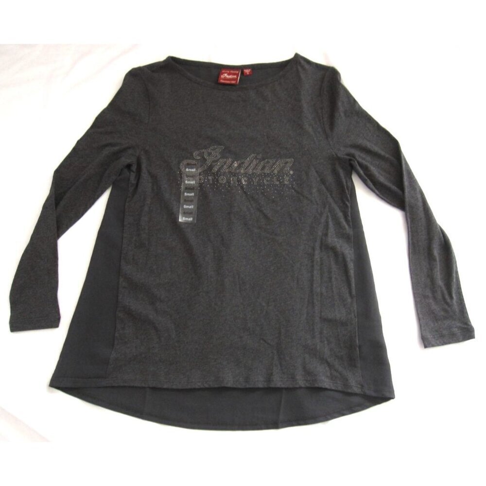 New Indian Motorcycle Embellished Shirt Women Streetwear Minimalist Sz S (WB474)